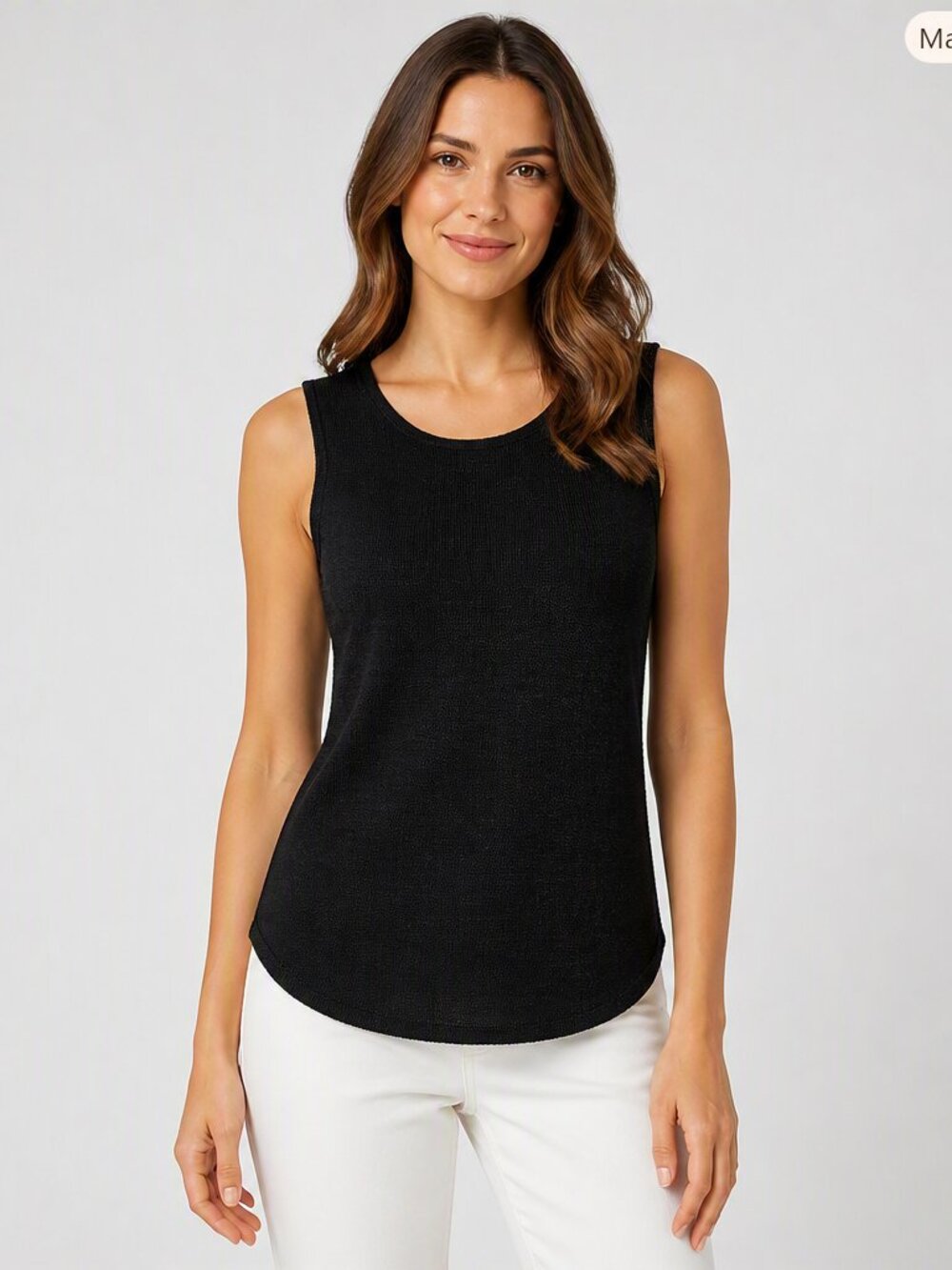 Coldwater Creek Black Knit Tank Top XS Quiet Luxury Minimalist Made in USA